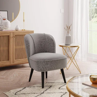 Dunelm Elsie Crushed Velvet Silver Cocktail Chair Silver
