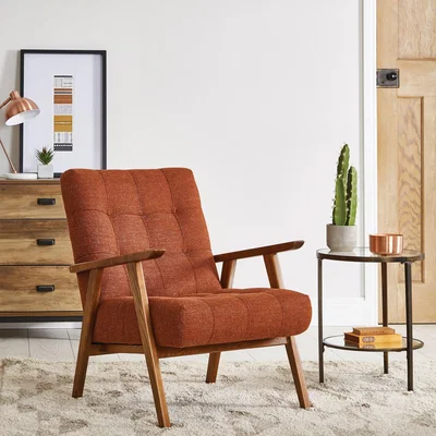 Dunelm Arkin Wooden Frame Accent Chair - Orange Orange