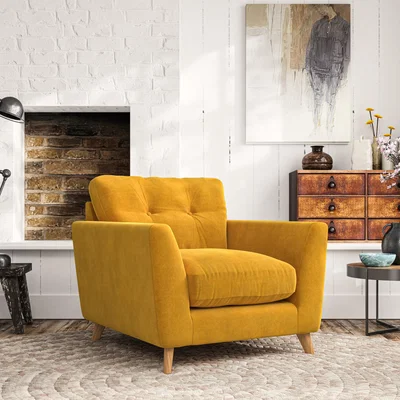 Dunelm Peyton Armchair Luxury Velvet Old Gold