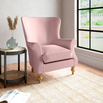 Dunelm Charlbury Luxury Velvet Armchair Luxury Velvet Peach Blush