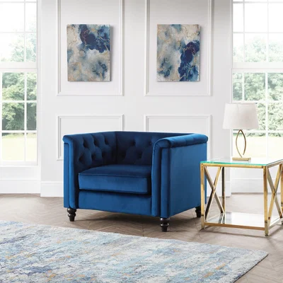 Dunelm Sandringham Velvet Chair Blue