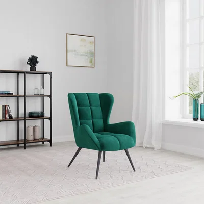 Dunelm Dalton Velvet Accent Chair Green