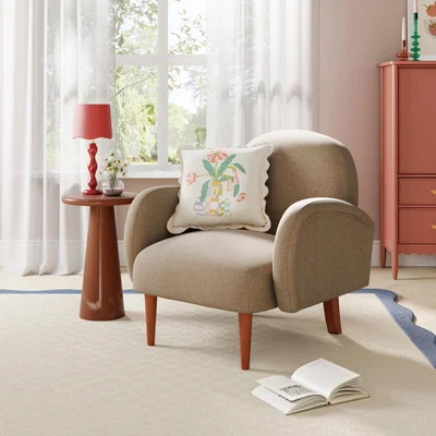 Dunelm Bodie Velvet Curved Accent Chair Mole (Brown)