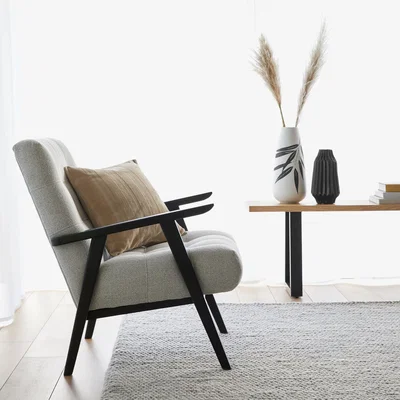 Dunelm Arkin Wooden Frame Accent Chair - Light Grey Light Grey