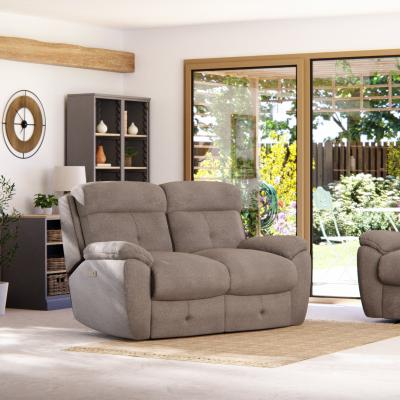Dunelm Abbotsbury 2 Seater Power Recliner Sofa Honeycomb Chenille Latte