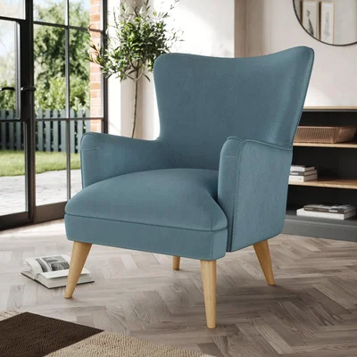 Dunelm Marlow Wing Chair Cosy Velvet Pacific