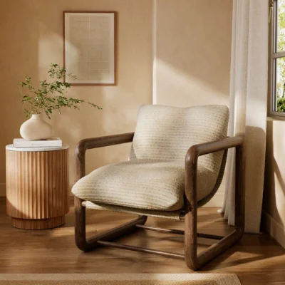 Dunelm Malia Boho Stripe Chunky Wooden Occasional Armchair