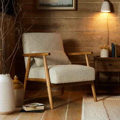 Dunelm Spindle Boucle Chair Natural