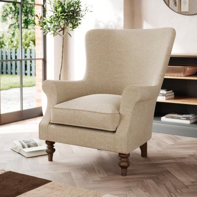 Dunelm Charlbury Occasional Wing Chair Tonal Weave Natural