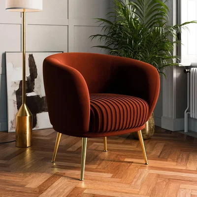 Dunelm Bella Velvet Cocktail Chair Orange Umber