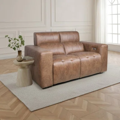 Dunelm Akari Quilted Faux Leather Power Recliner 2 Seater Sofa