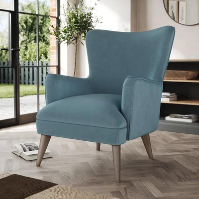 Dunelm Marlow Wing Chair Cosy Velvet Pacific