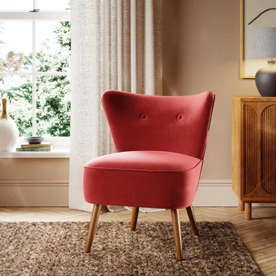 Dunelm Eliza Velvet Cocktail Chair Deep Coral