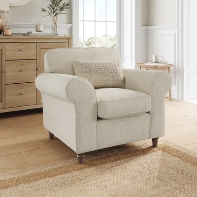 Dunelm Flori Armchair, Tonal Plush Chenille Natural