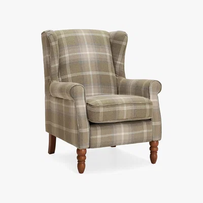 Dunelm Oswald Check Wingback Armchair - Natural Natural