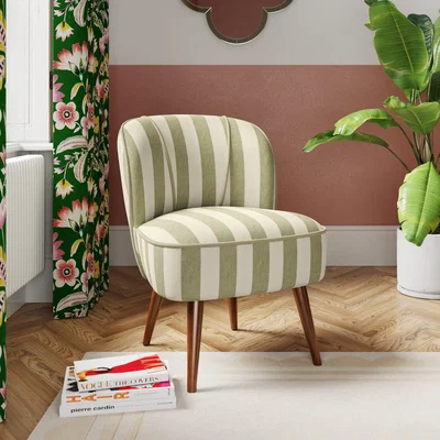 Dunelm Elsie Striped Fabric Cocktail Chair Olive (Green)