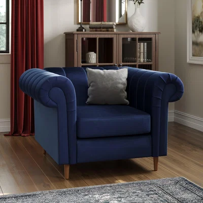 Dunelm Chesterfield Velvet Chair Navy