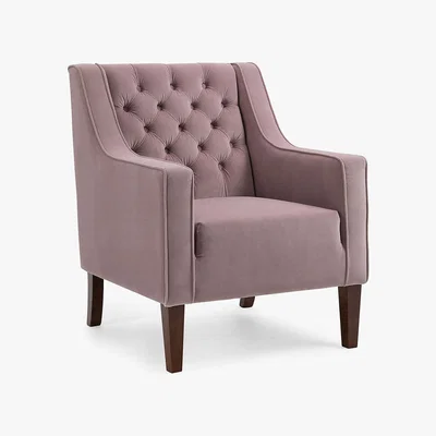 Dunelm Isabel Velvet Chesterfield Armchair Blush (Pink)