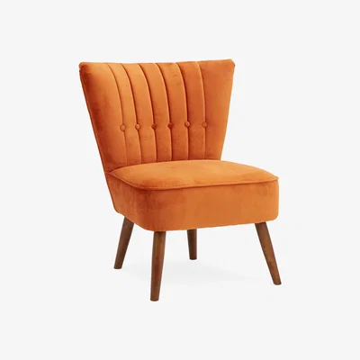 Dunelm Isla Velvet Cocktail Chair - Orange Orange