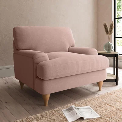 Dunelm Darwin Luxury Velvet Armchair Luxury Velvet Peach Blush
