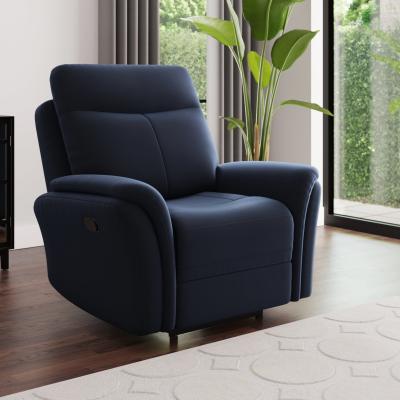 Dunelm Monte Velvet Reclining Armchair Luxe Navy
