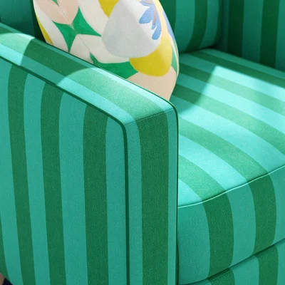 Dunelm Zoe Elements Two Tone Woven Stripe Armchair Woven Stripe Emerald Green and Teal