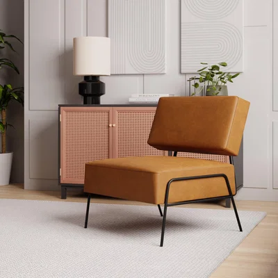 Dunelm Hadlee Faux Leather Chair Brown