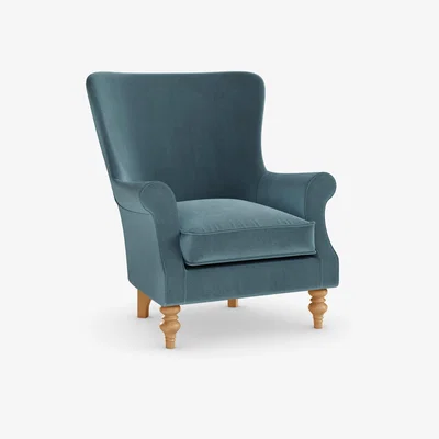 Dunelm Charlbury Occasional Wing Chair Cosy Velvet Pacific