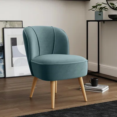 Dunelm Elsie Velvet Cocktail Chair Pacific Blue