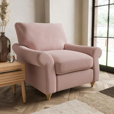 Dunelm Salisbury Luxury Velvet Armchair Luxury Velvet Peach Blush