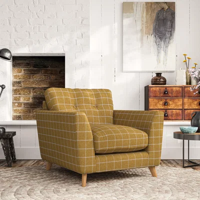 Dunelm Peyton Armchair Check Ochre