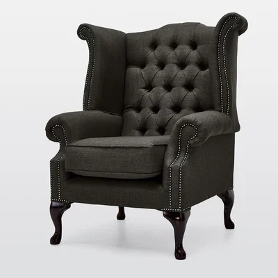 Dunelm Belvedere Chesterfield Linen Queen Anne Armchair Charcoal