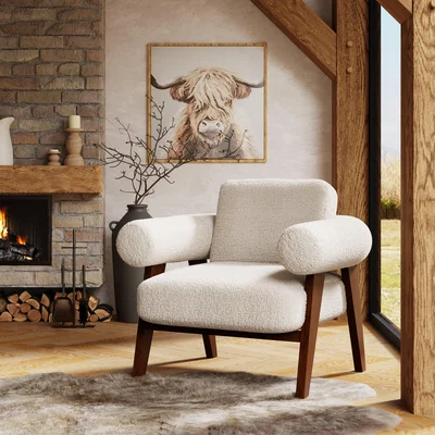 Dunelm Brynn Cream Borg Accent Chair Cream