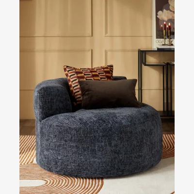Danetti Gianna dark blue weave swivel armchair
