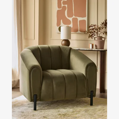 Danetti Kendra olive green velvet armchair