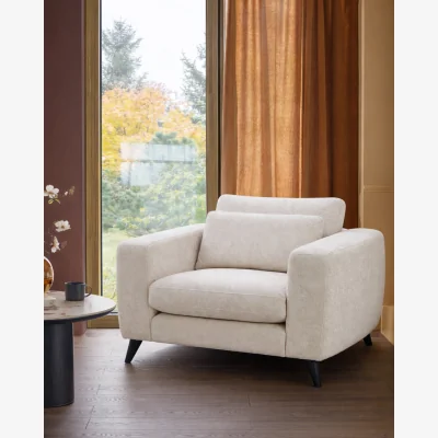 Danetti Quinn natural fabric dark wood armchair