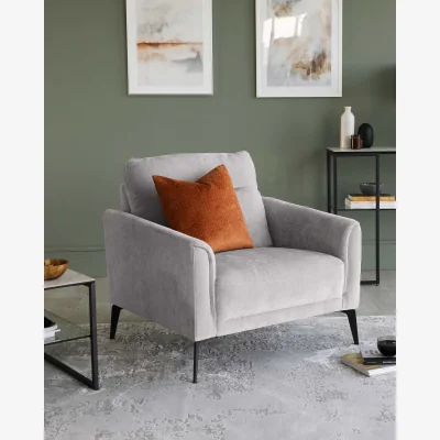 Danetti Brooks Light Grey Fabric Armchair