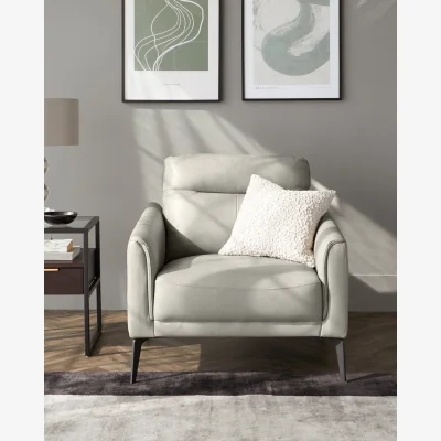 Danetti Brooks Light Grey Leather Armchair