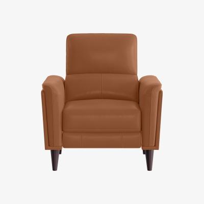 Furniture Village Compact Collection Klein HW Leather Chair - Pecan Brown