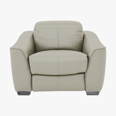 Furniture Village Xavier Leather Power Recliner Armchair with Power Headrest - Grey- World of Leather