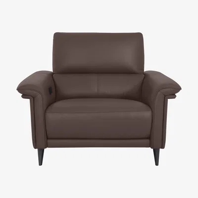Furniture Village Domicil - Huxley Leather Power Recliner Chair with Telescopic Headrest - NN Cacao Brown