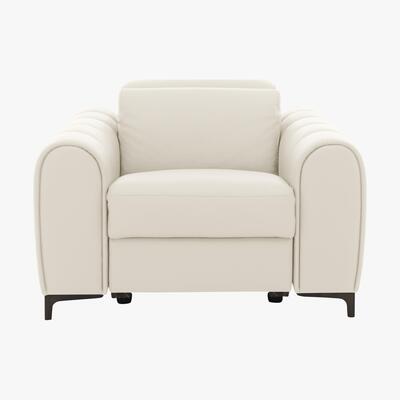 Furniture Village Nicoletti - Azzurro Leather Power Recliner Armchair - White