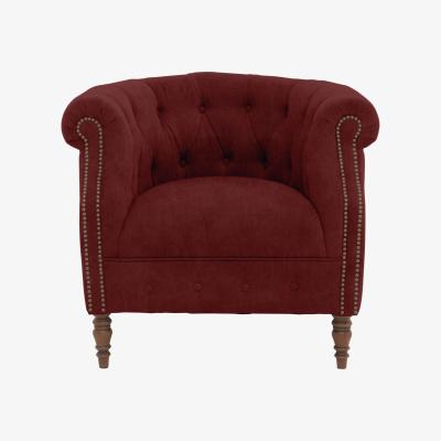 Furniture Village Alexander and James - Chesterfield Collection Calvin Fabric Chair - Cranberry with Dark Feet St
