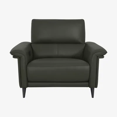 Furniture Village Domicil - Huxley Leather Power Recliner Chair with Telescopic Headrest - NN Olive Green