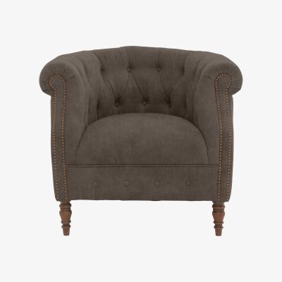 Furniture Village Alexander and James - Chesterfield Collection Calvin Fabric Chair - Discovery with Studs - Dark Feet