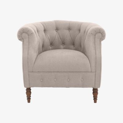 Furniture Village Alexander and James - Chesterfield Collection Calvin Fabric Chair - Linen Sand - Dark Feet