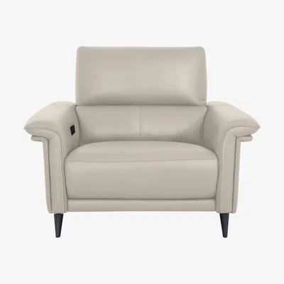 Furniture Village Domicil - Huxley Leather Power Recliner Chair with Telescopic Headrest - NP Oatmeal