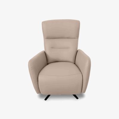 Furniture Village Designer Chair Collection Le Mans NC Leather Dual Power Recliner Swivel Chair - NC Pebble