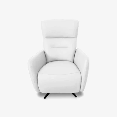 Furniture Village Designer Chair Collection Le Mans BV Leather Dual Power Recliner Swivel Chair - BV Star White