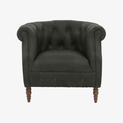Furniture Village Alexander and James - Chesterfield Collection Calvin Leather Chair - Saxon - Dark Feet